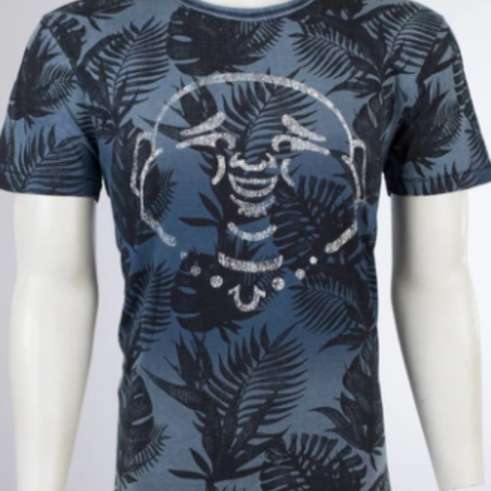 TRUE RELIGION Mens Short Sleeve BUDDHA CURVED HEM Crewneck T-Shirt